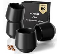 MIAMIO - Set de 4 Tazas de Espresso (90 ml) / Taza de Espresso, Tazas de Espresso de Cerámica, Taza sin Asa, Tazas de Té Japonesas - Colección Luxe (Black)