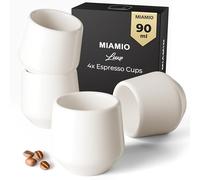 MIAMIO - Set de 4 Tazas de Espresso (90 ml) / Taza de Espresso, Tazas de Espresso de Cerámica, Taza sin Asa, Tazas de Té Japonesas - Colección Luxe (White)
