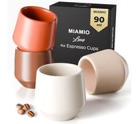 MIAMIO - Set de 4 Tazas de Espresso (90 ml) / Taza de Espresso, Tazas de Espresso de Cerámica, Taza sin Asa, Tazas de Té Japonesas - Colección Luxe (Beige Pastel)