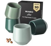 MIAMIO - Set de 4 Tazas de Espresso (90 ml) / Taza de Espresso, Tazas de Espresso de Cerámica, Taza sin Asa, Tazas de Té Japonesas - Colección Luxe (Evergreen)
