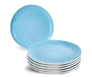 MIAMIO - Set de 6 Platos 20 cm Cerámica Gres - Platos Pequeños para Desayuno, Postre y Aperitivos - Vajilla Moderna en Azul - Colección Lumera, Apta Lavavajillas y Microondas