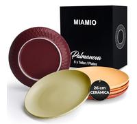 MIAMIO - set de 6 platos cerámicos 26 cm Palmanova (Rojo) para cocina
