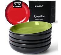 MIAMIO - set de 6 platos hondos 900 ml Le Papillon (Multicolor) para cocina