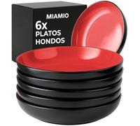 MIAMIO - set de 6 platos hondos 900 ml Le Papillon (Rojo) para cocina