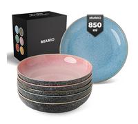 MIAMIO - Set de 6 Platos para Sopa (850 ml) / Cuencos para Pasta, Cuencos Coloridos para Pasta, Ensalada, Sopa, Espaguetis/Cuencos Aptos para Microondas y Lavavajillas - Colección Las Palmitas