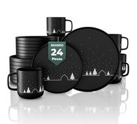 MIAMIO - Set de Vajilla de Navidad de 24 Piezas/Set de Platos de Navidad con Tazas en diseño minimalista para las fiestas (Servicio para 8) / Apto para Lavavajillas y Microondas - Colección Vinter