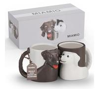 MIAMIO - Taza de Perro Tazas de Café de Cerámica de 300 ml, Juego 3D de 2 Tazas - Taza de Café Perro, Tazas de Perro para Amantes de los Perros/Regalos para Amantes de los Perros