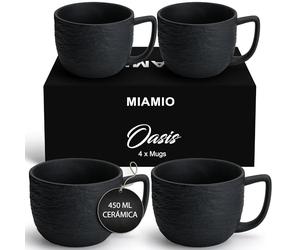 MIAMIO - Tazas de café 450 ml/juego de 4 tazas - Taza de cerámica para café, café con leche, capuchino y té - Colección Oasis