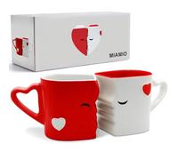 MIAMIO - Tazas de Café Set de 2 (300 ml), Cerámica (Rojo)