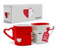 MIAMIO - Tazas de Café/Tazas de Besos Set/Regalo para Novios - Ceramica (Rojo)