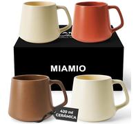 MIAMIO - Tazas Grandes de Café Set de 4, Cerámica (420ml) - Luxe (Beige)