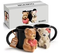 MIAMIO - Tazas lindas de cerámica para osos 350 ml, en 3D Tazas de Café de Animales para los Amantes del Café, la Leche y el Té Taza de Osos Regalos para Parejas para Navidad, Regalos, Mujeres Hombres