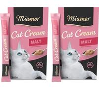 Miamor Cat Snack Cream Malt | Pack de 2 de 6x15g + 1 sobre gratis | Una recompensa saludable sin aditivos innecesarios | delicioso snack para lamer