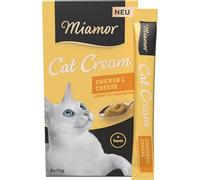 Miamor - Cat Snack (Cream) | Snack para mimar a los Gatos Adultos. Alimento complementario en Bolsa de porciones sin azúcar ni aditivos Artificiales, 11 x 6 x 15 g de Pollo y Queso