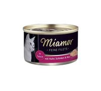Miamor Feine Filetes en gelatina - comida húmeda para gatos pollo con jamón y arrozlata de 6x100g