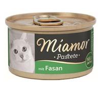 MIAMOR - Paté | Comida húmeda para Gatos Adultos con taurina Natural. Alimento Completo sin Cereales en Lata sin Soja ni aditivos Artificiales, 12 x 85 g de faisán