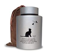 Mianachilu Urnas de cremación para Cenizas de Gatos, hasta 60 Libras, urnas de Recuerdo conmemorativas para Gatos, tamaño Mediano (Gris)