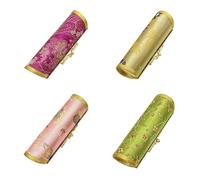 MIAO JIN 4 estuches para pintalabios con espejo, estuche de almacenamiento con cierre de beso de hierro, cilindro, mini portátil, vintage, patrón floral, joyero, estuche cosmético, mixto, Retro