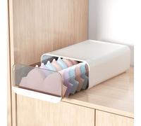 Miaocona Organizador de cajones blanco para calcetines, ropa interior, organizador de armario de plástico de 1 celda con gran capacidad, caja de almacenamiento apilable para brasieres, calcetines,
