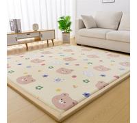 Miaogoo Alfombra de terciopelo coral de 3 cm de grosor, alfombra antideslizante para sala de estar, dormitorio, sala de estar, guardería, alfombra de tatami suave para yoga, ejercicio (oso, 200 x 200