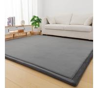 Miaogoo Alfombra de terciopelo coral de 3 cm de grosor, alfombra antideslizante para sala de estar, dormitorio, salón, guardería, alfombra de tatami suave para yoga y ejercicio (gris oscuro, 150 x 200