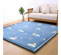 Miaogoo Alfombra grande de terciopelo coral, alfombra de juego plegable para niñas y niños, alfombra de gateo, alfombra de actividades de yoga para dormitorio, guardería y sala de juegos (luna, 180 x