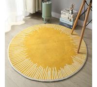 Miaogoo Alfombra redonda y lisa para el suelo, alfombra circular suave para dormitorio, antideslizante, decoración del hogar, alfombra abstracta de múltiples diámetros (diámetro: 200 cm, amarillo)
