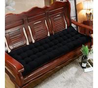 Miaogoo Cojín grueso para banco de jardín, tumbona para interiores y exteriores, con correas antideslizantes, cojín grueso para silla reclinable, ventana bahía, entrada (color negro, 180 x 48 x 8 cm)