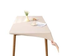 Miaogoo - Mantel rectangular de cuero PU con borde elástico para cocina al aire libre, picnic, camping, fiesta, protector de mesa impermeable y resistente al aceite (130x70cm, Beige)