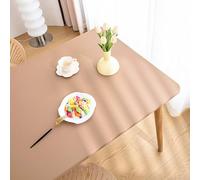 Miaogoo - Mantel rectangular de cuero PU con borde elástico para cocina al aire libre, picnic, camping, fiesta, protector de mesa impermeable y resistente al aceite (130x80cm, marrón)