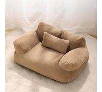 Miaogoo Sofá cama mullido para gatos y perros, cama extraíble para mascotas con bordes elevados, sofá cama calmante y acogedor tapete de dormir para perro con parte inferior antideslizante (90 x 52 x