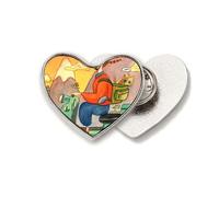 Miaoji - Broche de metal con diseño de gato y granjero, diseño de corazón