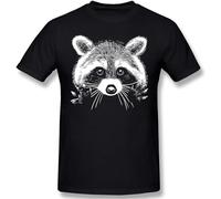 MIAOJUESI The Americans T-Shirts For Men Little Raccoon Buddy Funny Crewneck Cotton T Shirt Size M