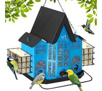 MIAOKE Colgante MetáLico para PáJaros, De Estilo Medieval, A Prueba De Ardillas, De Gran Capacidad, con Perchas Y 2 Cestas De Hierro. Atrae Cardenales, Carboneros Y PáJaros Carpinteros