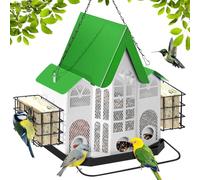 MIAOKE Colgante MetáLico para PáJaros, De Estilo Medieval, A Prueba De Ardillas, De Gran Capacidad, con Perchas Y 2 Cestas De Hierro. Atrae Cardenales, Carboneros Y PáJaros Carpinteros