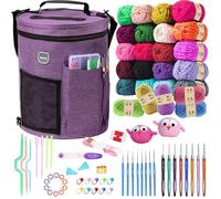MIAOKE Kit de ganchillo de 79 piezas, organizador de almacenamiento de hilo de bolsa de tejer, suministros de punto y ganchillos, bolsa de ganchillo impermeable, accesorios de ganchillo, ganchos de