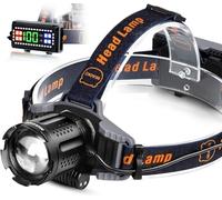 MIAOKE Linterna Frontal Led Recargable, Frontal Led Recargable 100000 Lumen Super Brillante IPX5 Impermeable 4 Modos con Indicador de Encendido y Luz de Advertencia para Camping Correr al Aire Libre