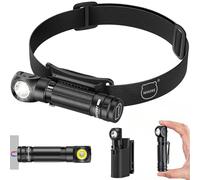 MIAOKE Linterna Frontal Recargable Mini Edc de 1000 Lúmenes, Linterna Frontal MagnéTica, 5 Modos de Luz, ángulo de Inclinación Ajustable De 360°, Ideal para Exteriores