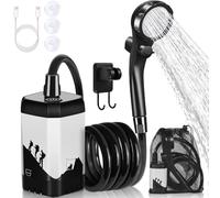MIAOKE Upgrade portátil Camping Shower, 7800 mAh Outdoor Electric Shower Rechargeable Pump with Intelligent Digital Display Temperature Display Shower Head for Camping, Hiking, Traveling/White