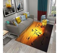 MIAOKEJIA Felpudo Antideslizante con diseño de Aves migratorias al Atardecer para Cocina, baño, Sala de Estar, Dormitorio, balcón, Alfombra para Gatear para niños
