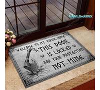 MIAOMANSENSTORE Felpudo Entrada casa Felpudo Vikingo Bienvenido a mi hogar Vikingo, Felpudo de Bienvenida Decorativo para el hogar Familiar Vikingo Decoracion Hogar