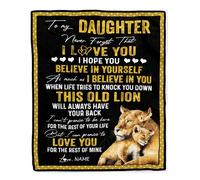 MIAOMANSENSTORE Manta Personalizada para mi Hijo de mamá, papá, Madre, Padre, Nunca Olvides Que te Amo, león, Hijo, cumpleaños, graduación, Navidad, Manta Polar Personalizada