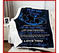 MIAOMANSENSTORE Manta Personalizada para mi Hijo, Regalo de papá, mamá, Padre, Madre, Risa, Amor, Vida, león, Hijo, Feliz cumpleaños, Regalos de graduación, Navidad, Manta Polar Personalizada.