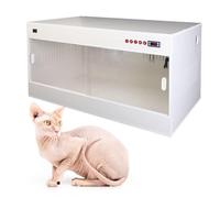 Miaomi - Caja para mascotas de temperatura constante para gatos, incubadora de cachorros, panel de madera con múltiples rejillas de ventilación, puerta acrílica transparente (beige)