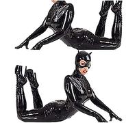 MIAOXIAO Mujeres Sexy Látex Jumpsuit Latex Catsuit Cremallera Frontal Enmascarado con Cuero De Patente Sombreros,XXL