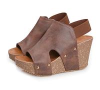 MIAOXIAO Sandalia Cuña De Plataforma Remaches Correa de Tobillo de Verano Abiertos De Las Slingback Hebilla Outdoor Beach Holiday Shoes Zapatillas de Viaje,2,EU 34.5