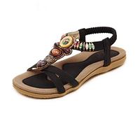 MIAOXIAO Sandalia Plana Mujer Antideslizantes a la Moda de Estilo Slides-Sandals Sandalias Sandalias Planas para Mujer,Negro,EU38