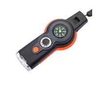 Miaoyak Silbato de supervivencia multifuncional 7 en 1 para exteriores, silbato de rescate portátil con luz LED, termómetro y brújula para camping, senderismo