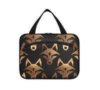 miaozhen American Anime Wolf - Bolsa de viaje colgante negra de bronce con gancho, diseño expandible para mujer, bolsas para maquillaje de mujer, talla L, American Anime Wolf Bronze Black, Moderno