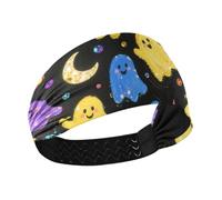 miaozhen Antes de Navidad, fantasmas coloridos que absorben la humedad, extra anchas, banda elástica para el sudor, para yoga, ciclismo, deportes atléticos, banda de maquillaje para el cabello